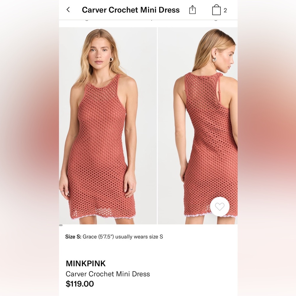 MINKPINK Rust Crochet Mini Dress